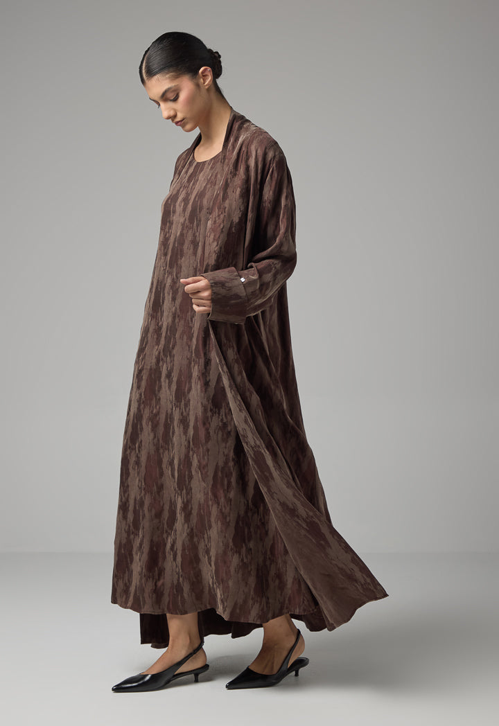 Choice Contrast Oversized Maxi Abaya With Hijab Brown