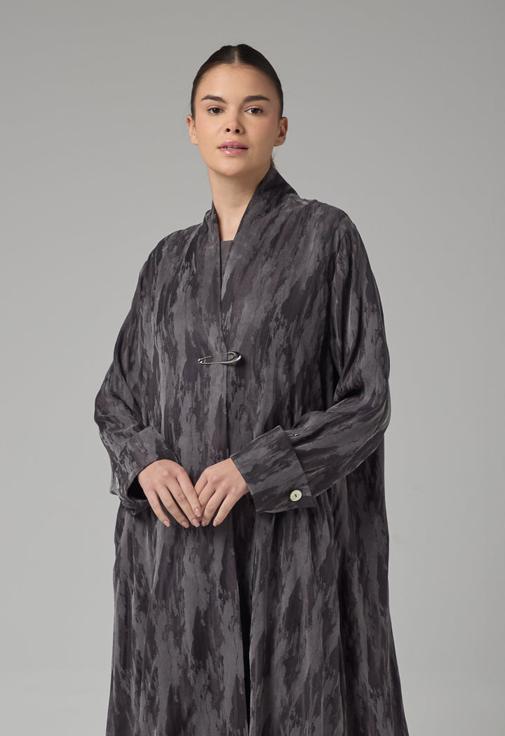 Choice Contrast Oversized Maxi Abaya With Hijab Grey