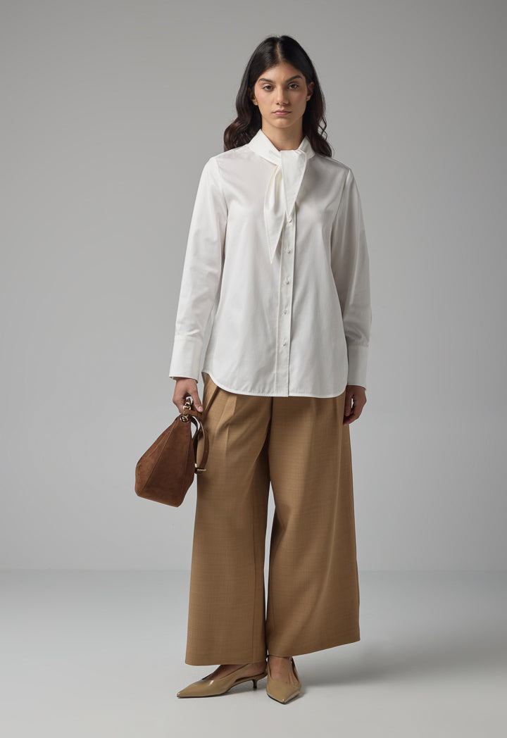 Choice Regular Fit High-Low Basic Shirt Off White