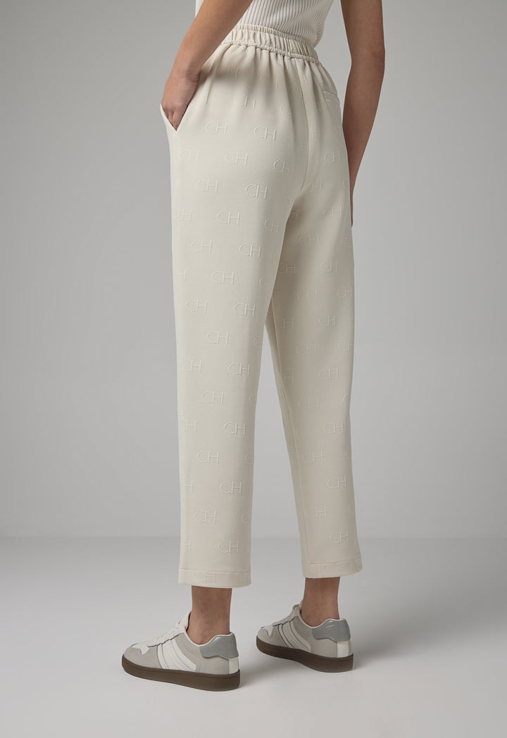 Choice Solid Monogram Drawstring Trousers Sand