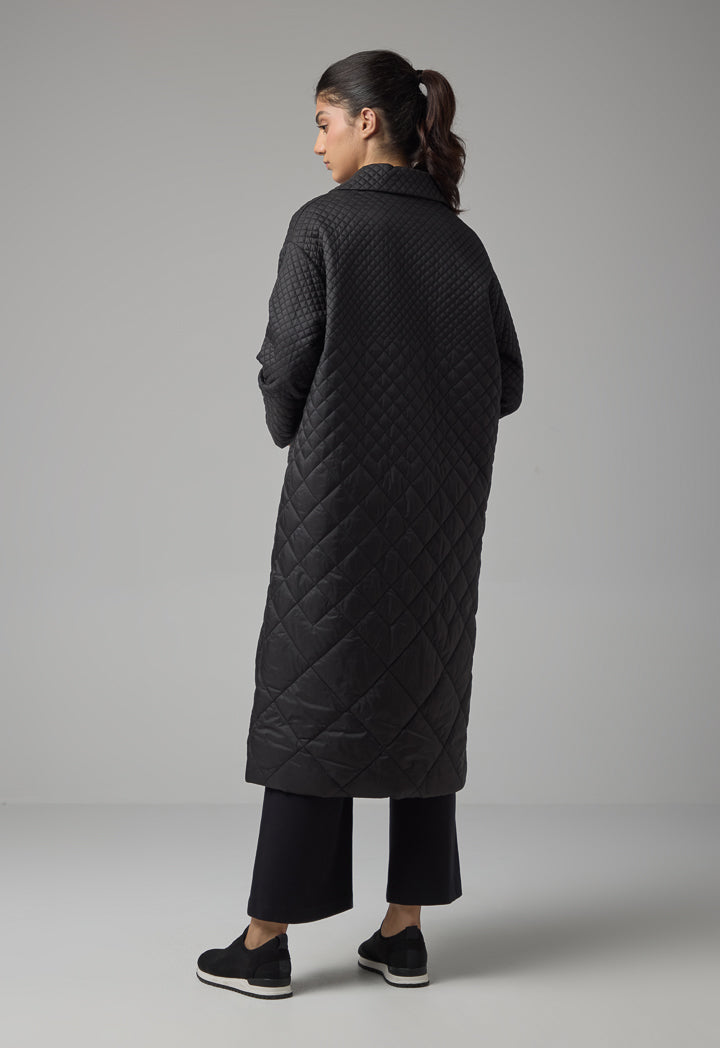 Choice Quilted Midi Winter Coat Black