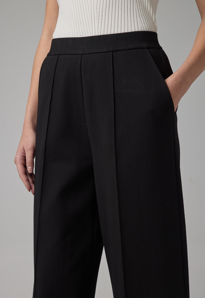 Choice Basic Straight Wide Cut Trousers Black