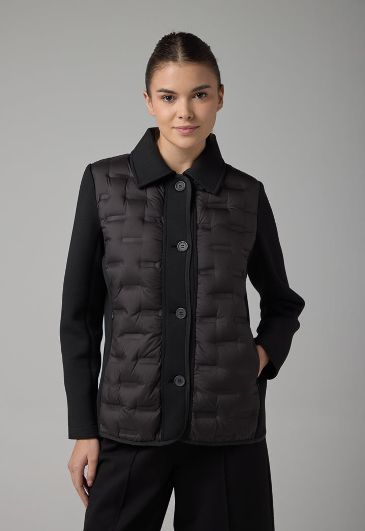 Choice Solid Long Sleeve Quilted Jacket Black