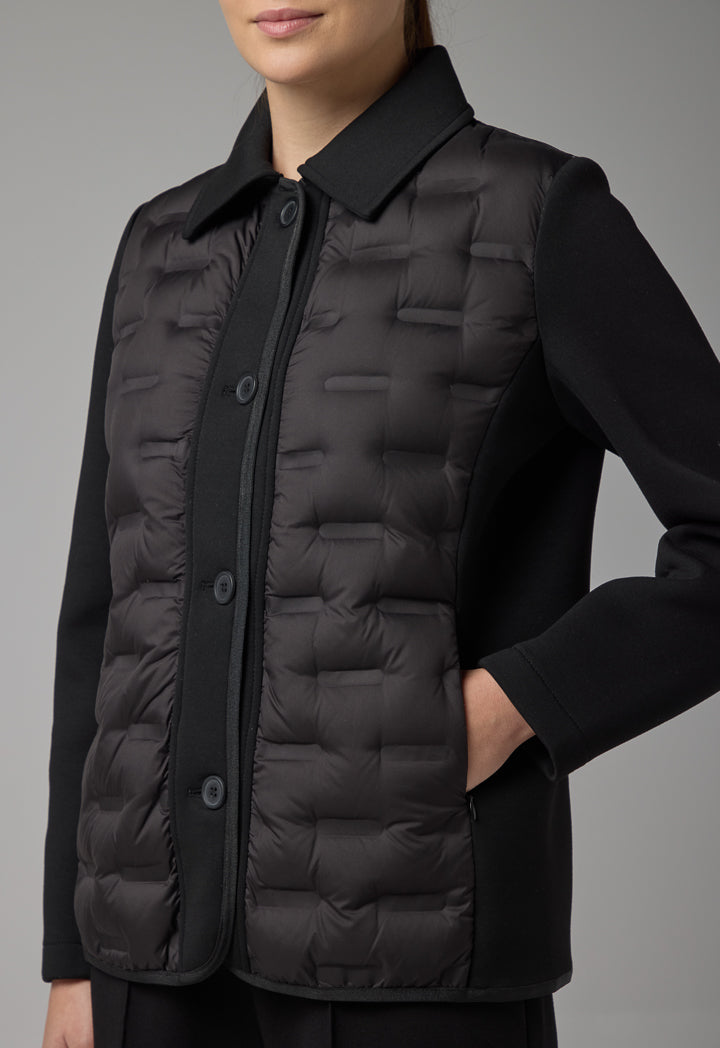 Choice Solid Long Sleeve Quilted Jacket Black