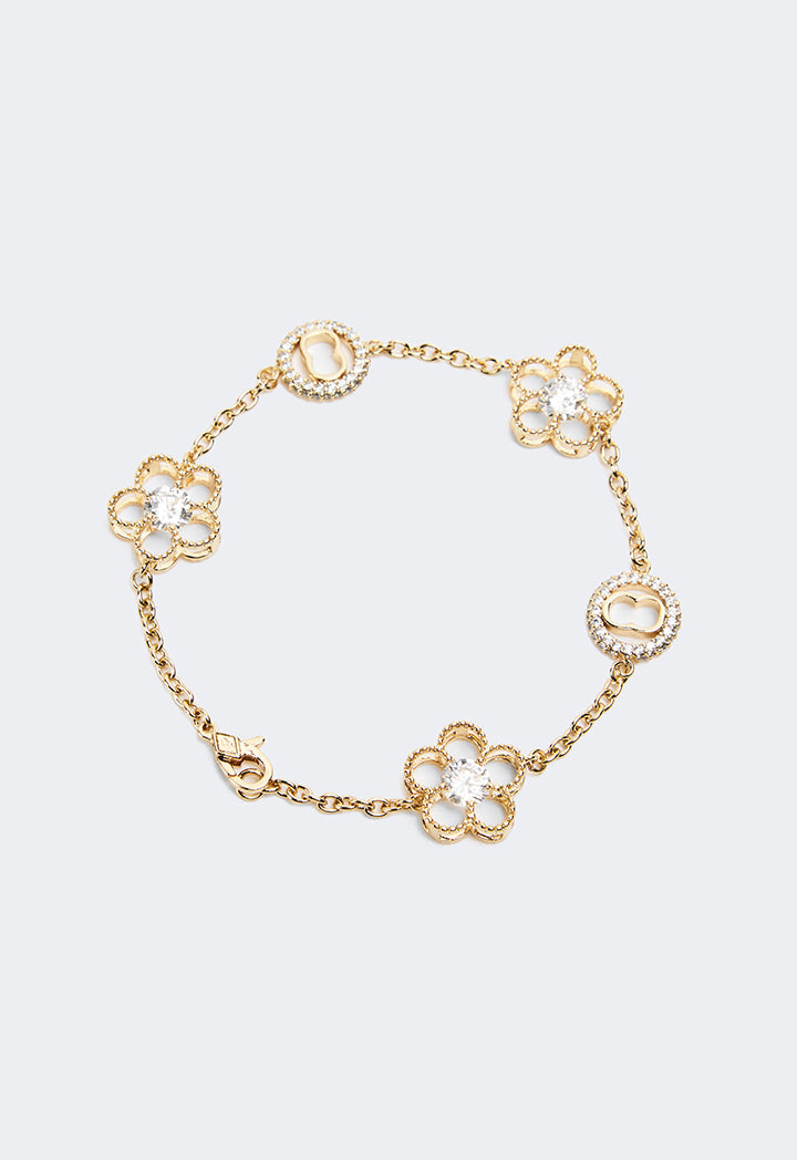 Choice Crystal Embellished Clove Bracelet Gold