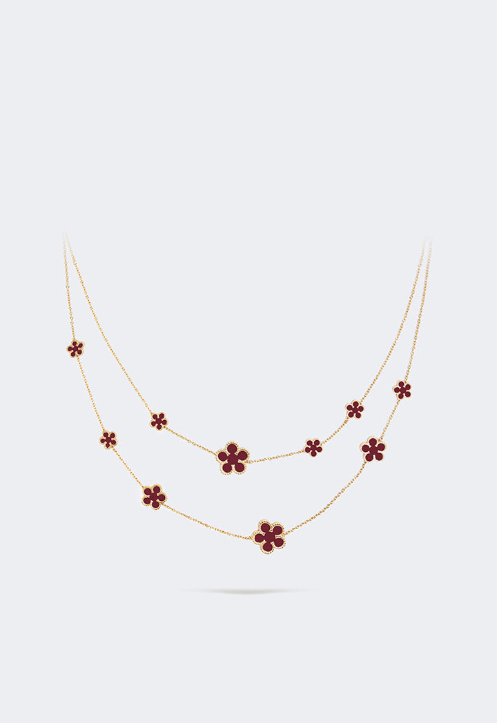 Choice Floral Opera Necklace Red