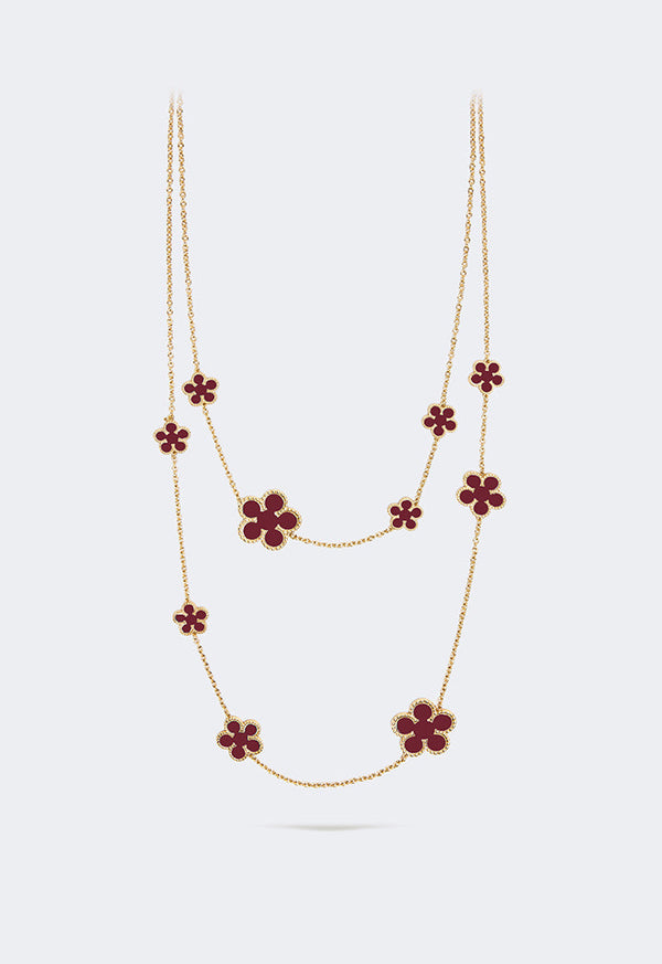 Choice Floral Opera Necklace Red