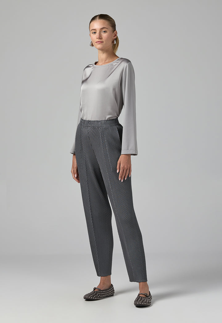 Choice Straight Cut Pleated Trousers Grey