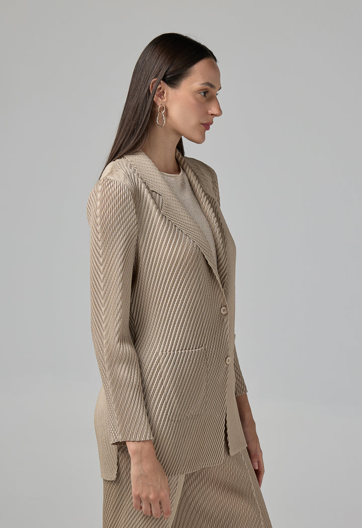 Choice Front Pocket Notched Collar Jacket Beige