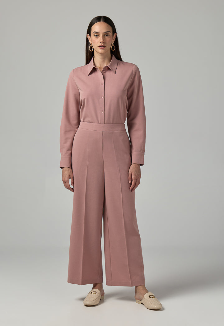 Choice Solid Straight Cut Trousers Pink