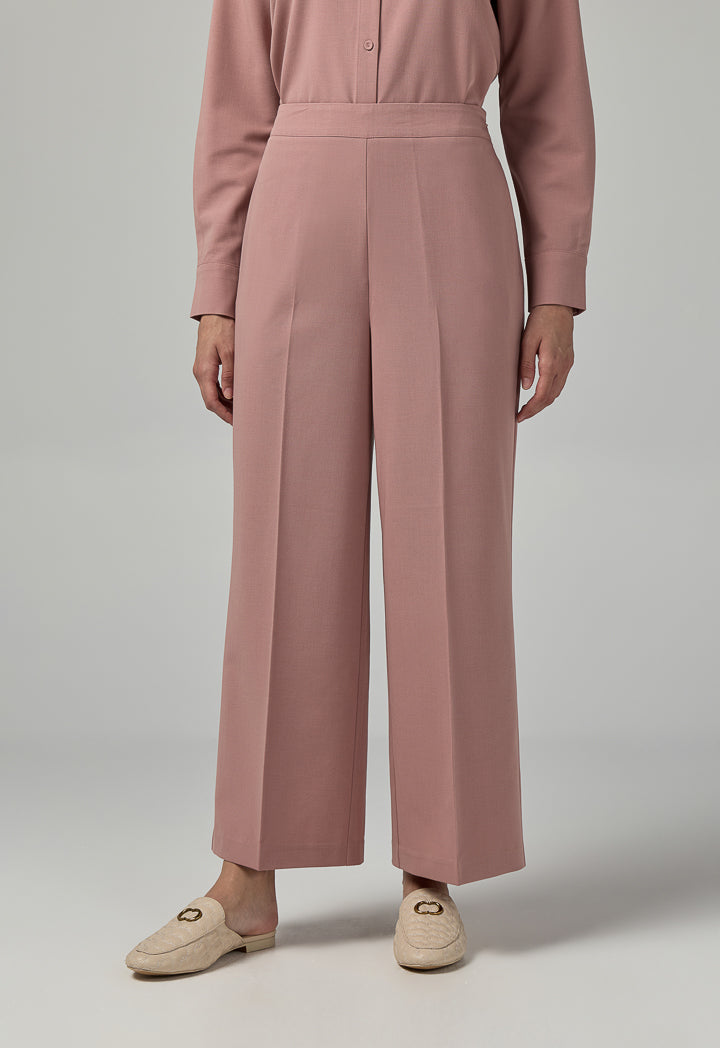 Choice Solid Straight Cut Trousers Pink