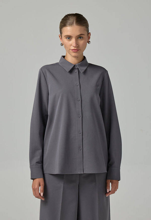 Choice Long Sleeves Basic Shirt Grey