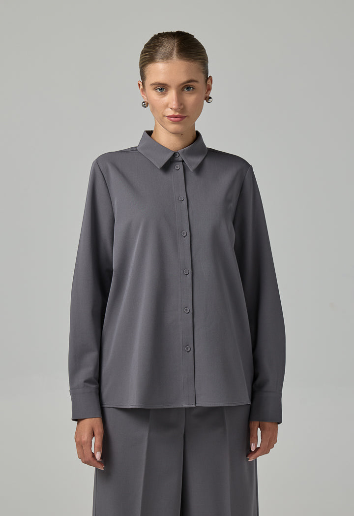 Choice Long Sleeves Basic Shirt Grey