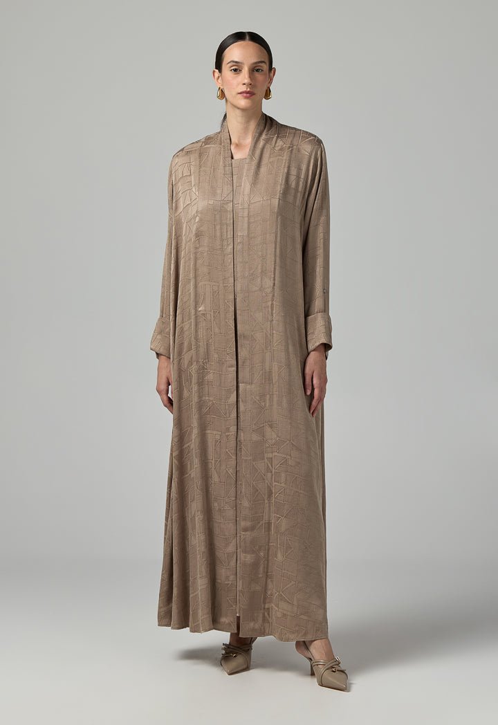 Choice Long Sleeves Belted Abaya With Hijab (2Pcs) Vison