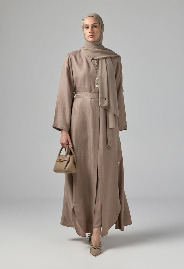 Choice Single Tone Long Sleeve Abaya With Hijab (2Pcs) Vison