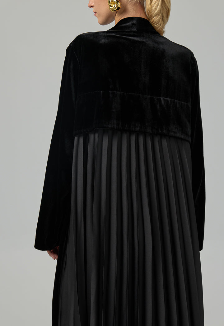 Choice Solid Velvet Open Abaya Black