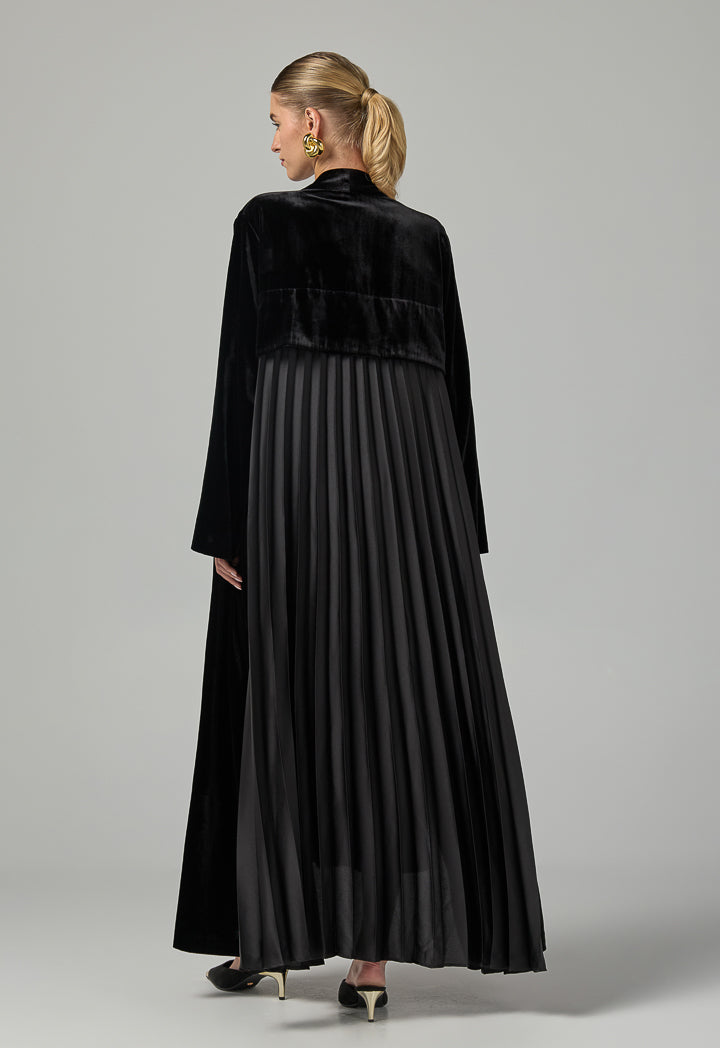Choice Solid Velvet Open Abaya Black