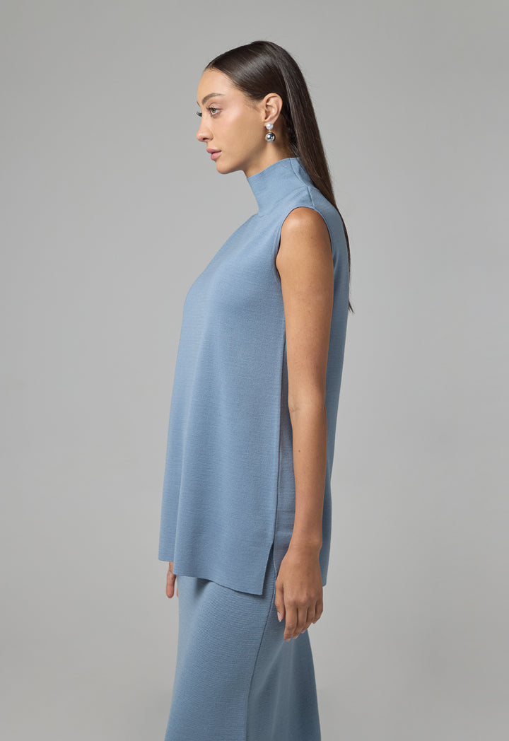 Choice Basic Sleeveless Knitted Top Blue