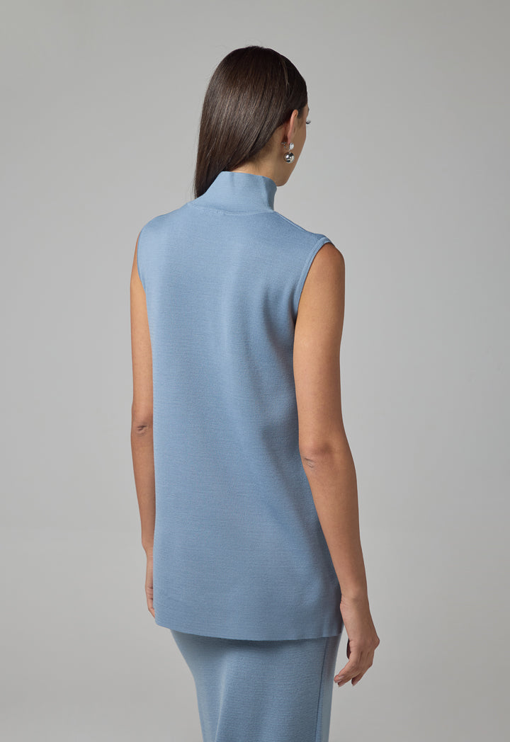 Choice Basic Sleeveless Knitted Top Blue