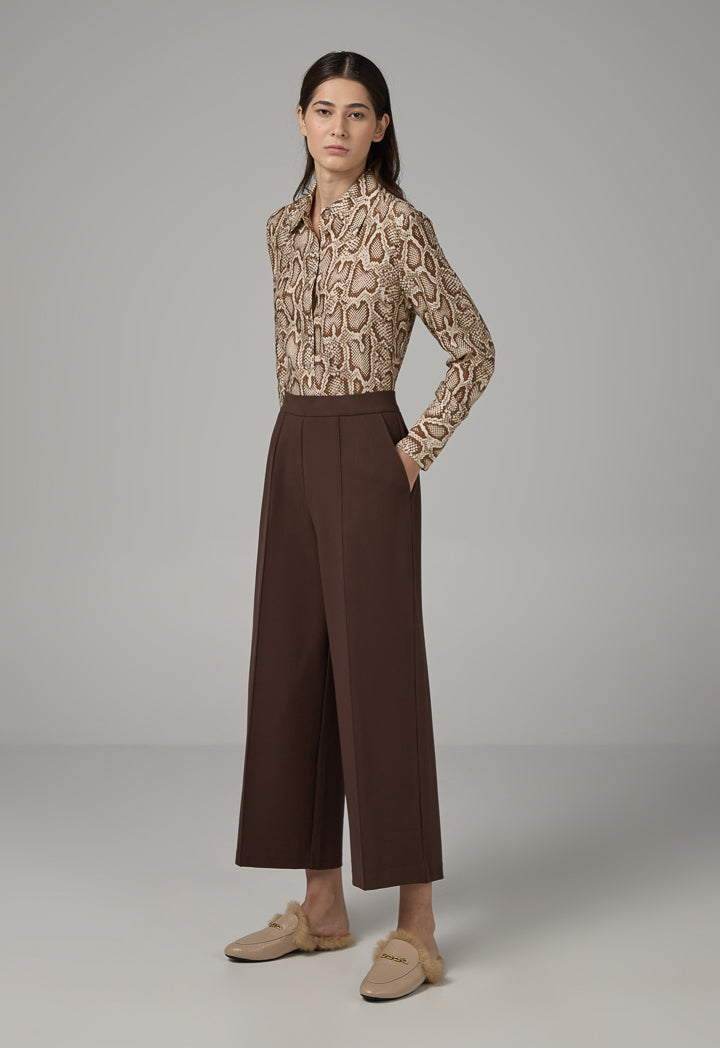 Choice Basic Straight Wide Cut Trousers Brown