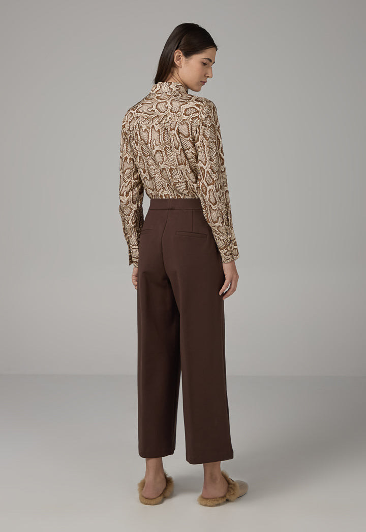 Choice Basic Straight Wide Cut Trousers Brown