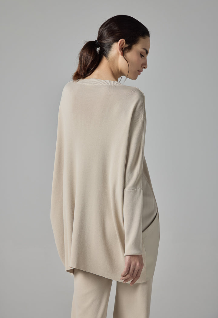 Choice Solid Oversized Knitted Blouse Sand