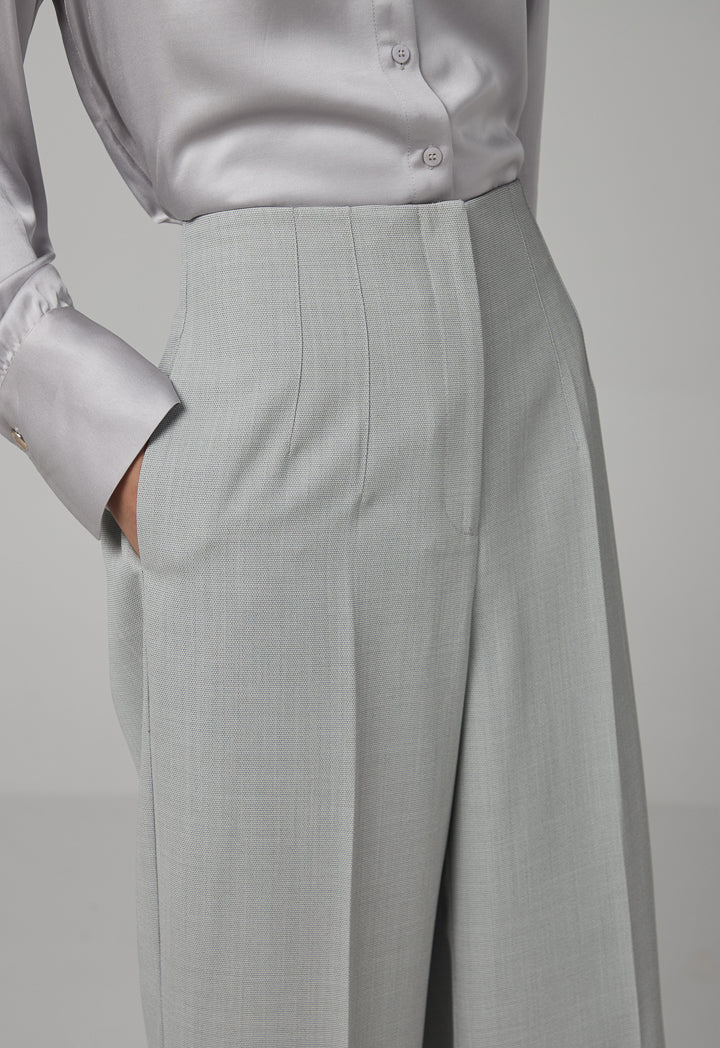 Choice Solid Wide Leg Trousers Grey