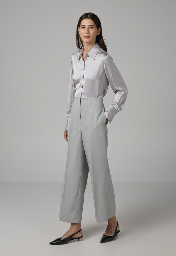 Choice Solid Wide Leg Trousers Grey