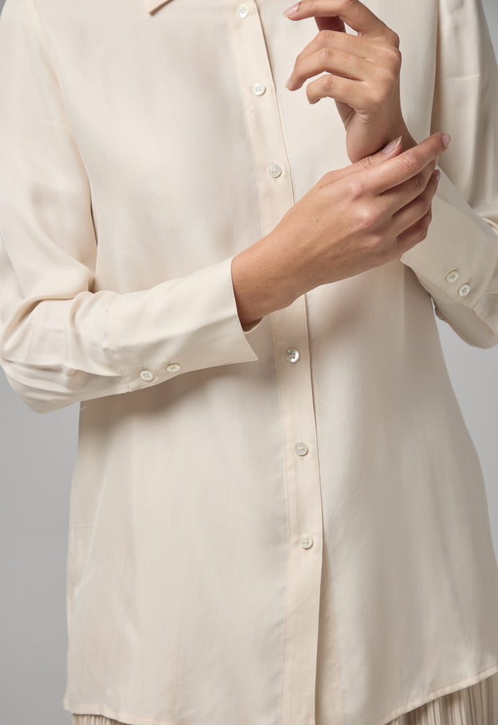 Choice Basic Regular Fit Solid Shirt Cream