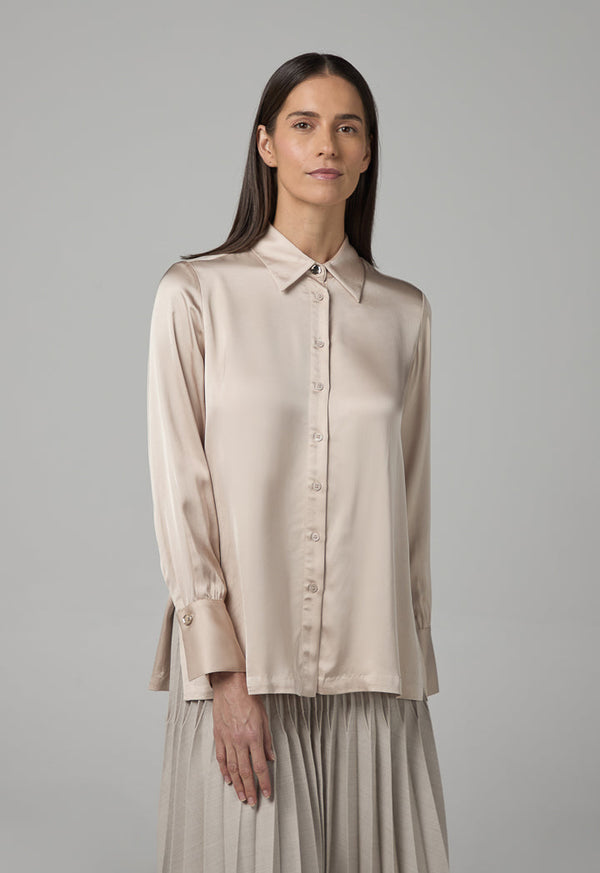 Choice Long Sleeve Basic Shirt Beige