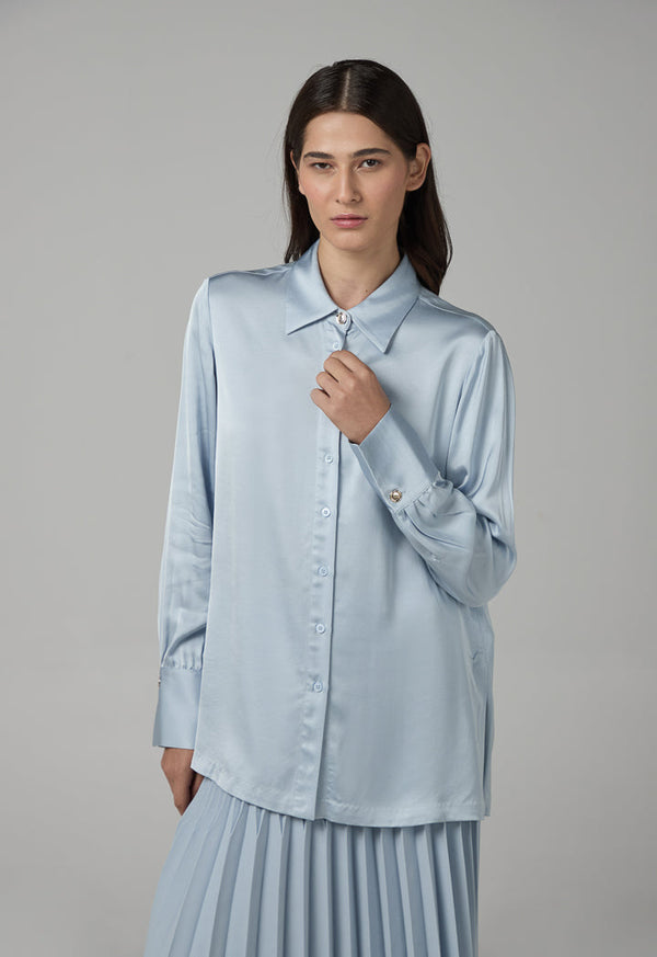 Choice Long Sleeve Basic Shirt Blue