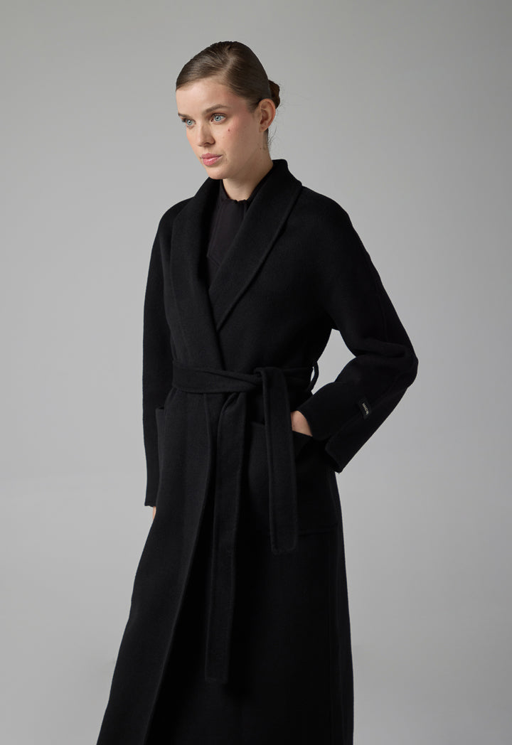 Choice Belted Wool Handmade Coat Black