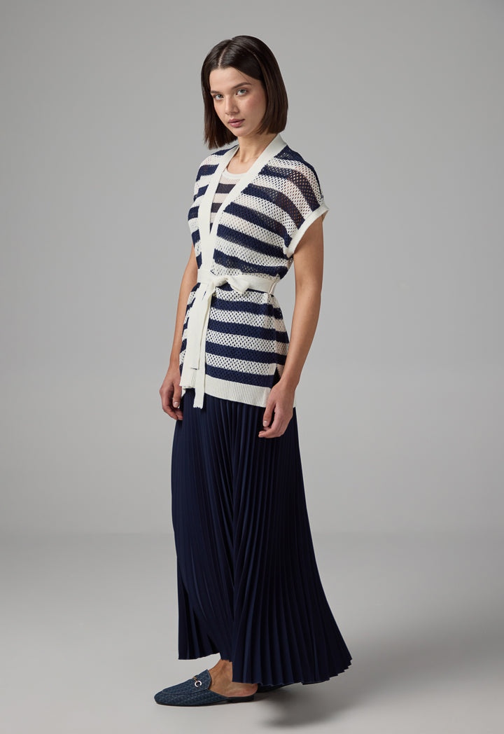 Choice Pleated Flared Basic Skirt Navy