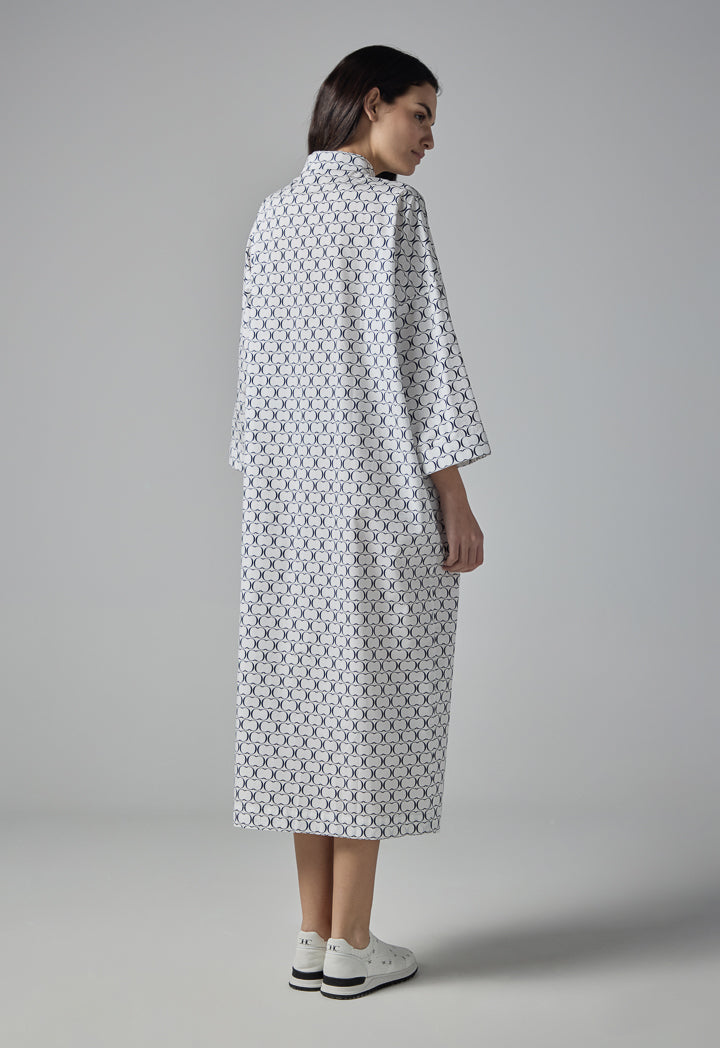 Choice Monogram Print Shirt Dress Navy-White