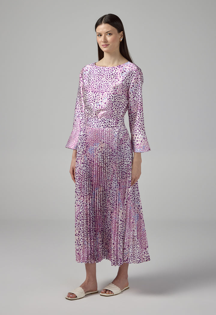 Choice Pleated Printed Flared Skirt Purple