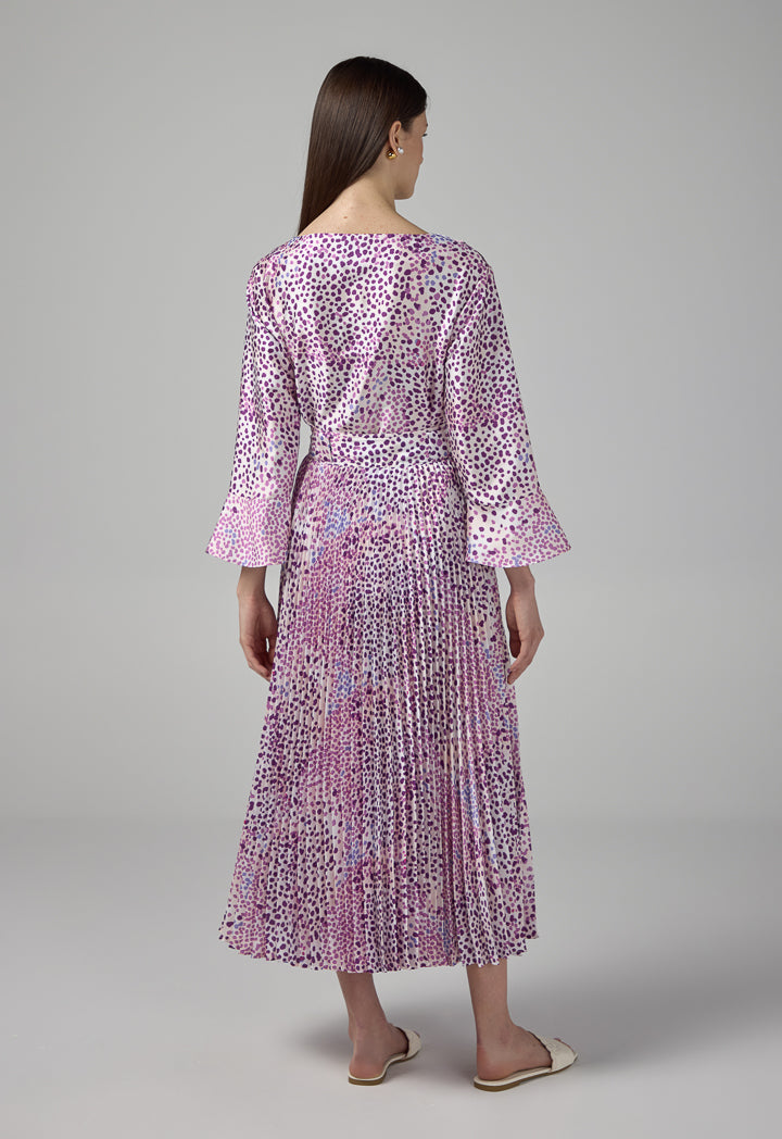 Choice Pleated Printed Flared Skirt Purple