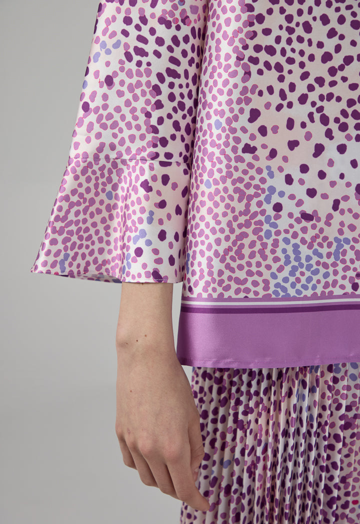 Choice Long Sleeve Printed Blouse Purple