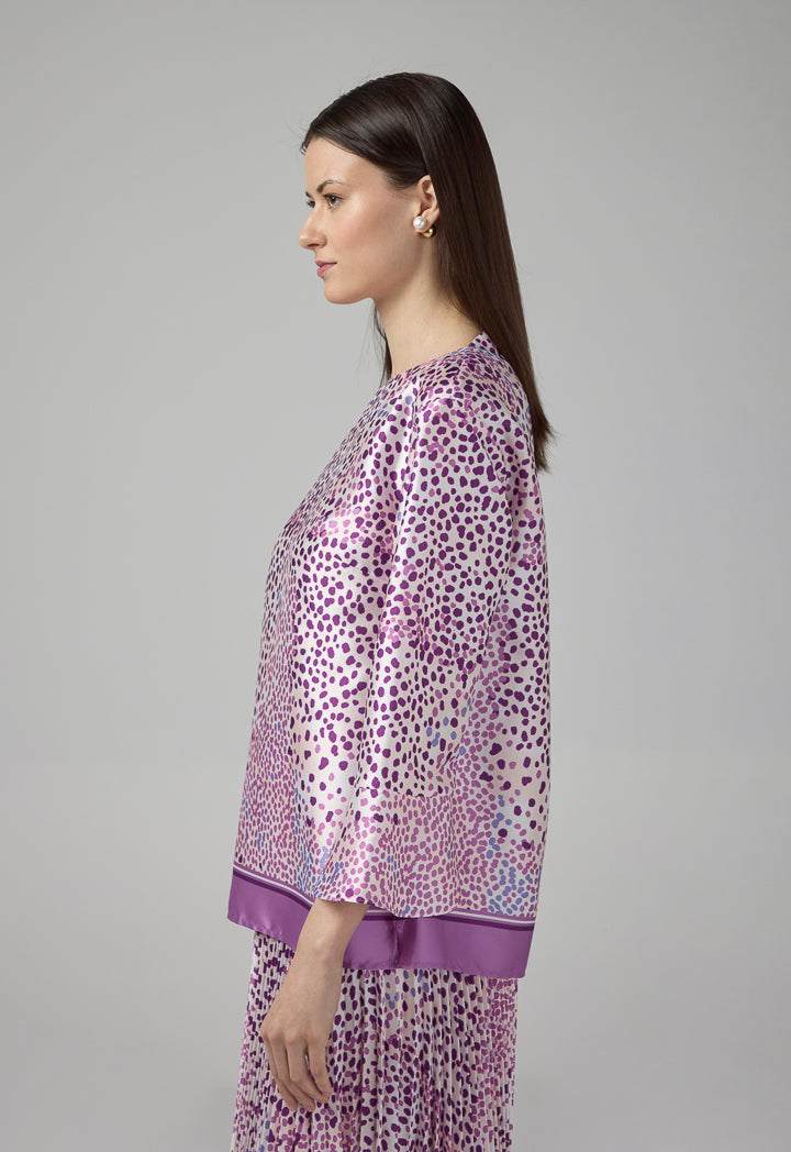 Choice Long Sleeve Printed Blouse Purple