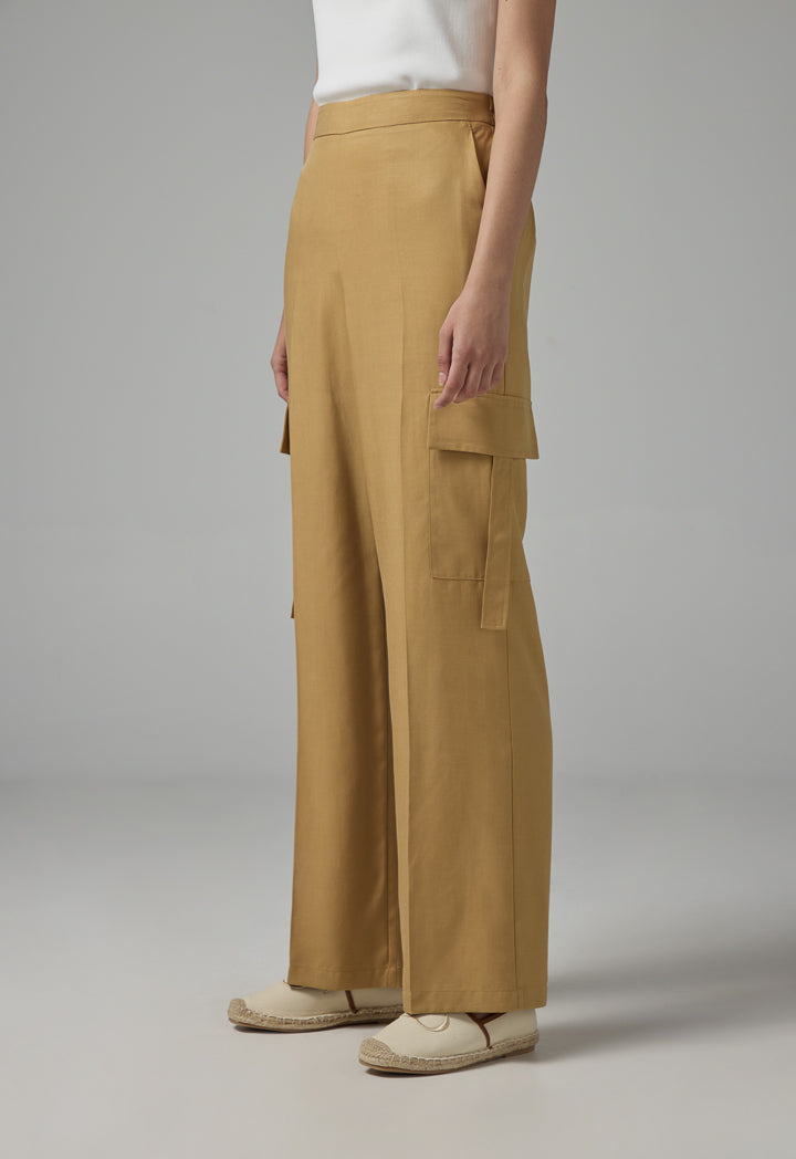 Choice Single Tone Straight Leg Trousers Camel