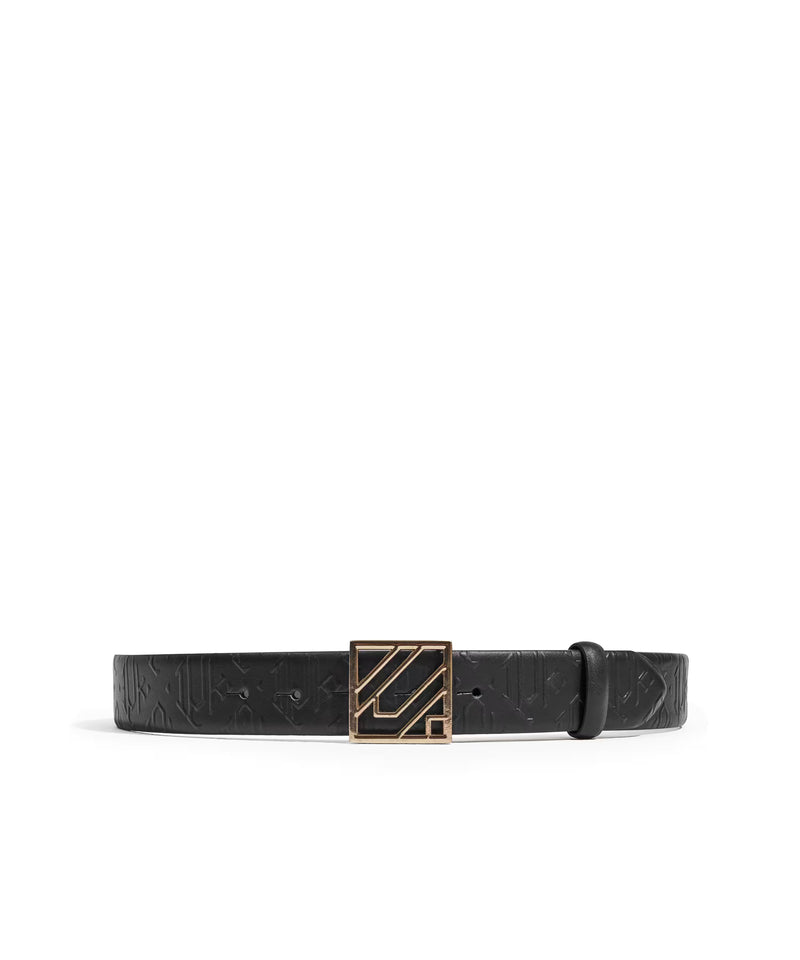 Ipekyol Leather Belt With Monogram Buckle Black