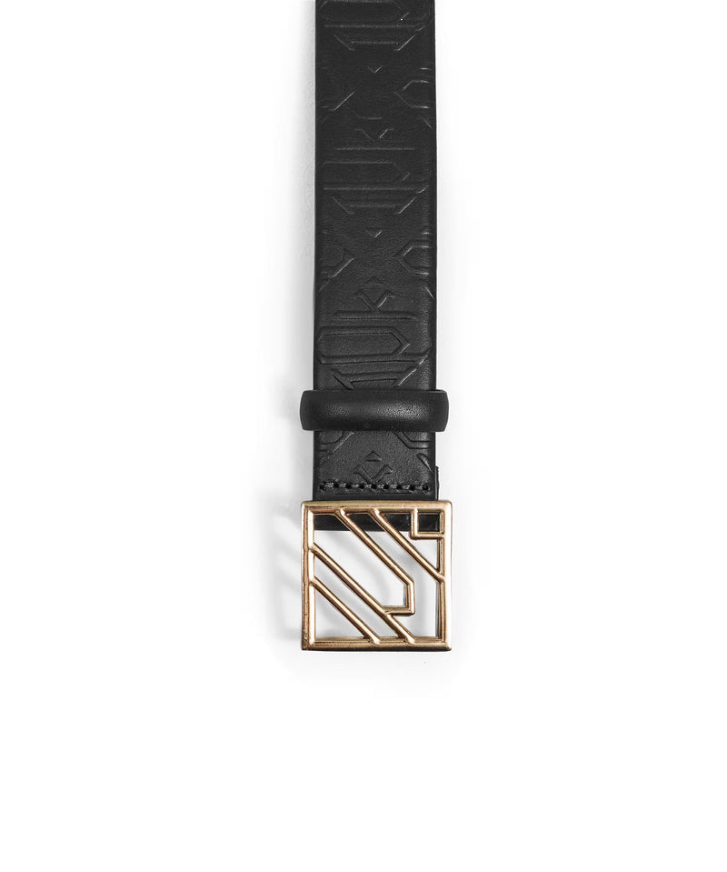 Ipekyol Leather Belt With Monogram Buckle Black