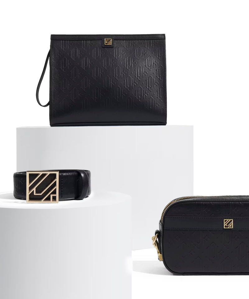Ipekyol Leather Belt With Monogram Buckle Black
