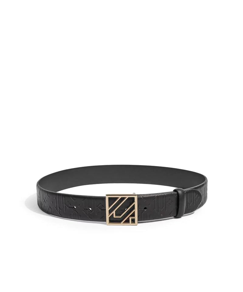 Ipekyol Leather Belt With Monogram Buckle Black