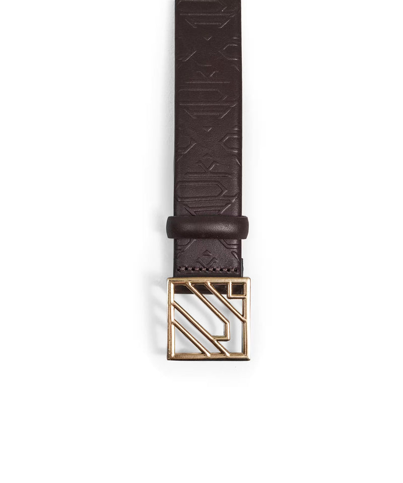 Ipekyol Leather Belt With Monogram Buckle Brown