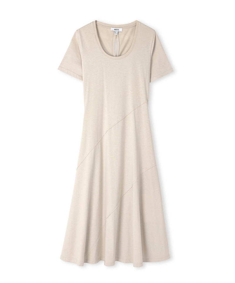 Ipekyol Combed Cotton Dress With Diagonal Stitching Stone