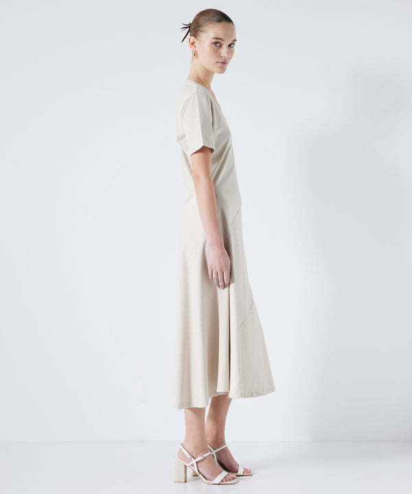 Ipekyol Combed Cotton Dress With Diagonal Stitching Stone