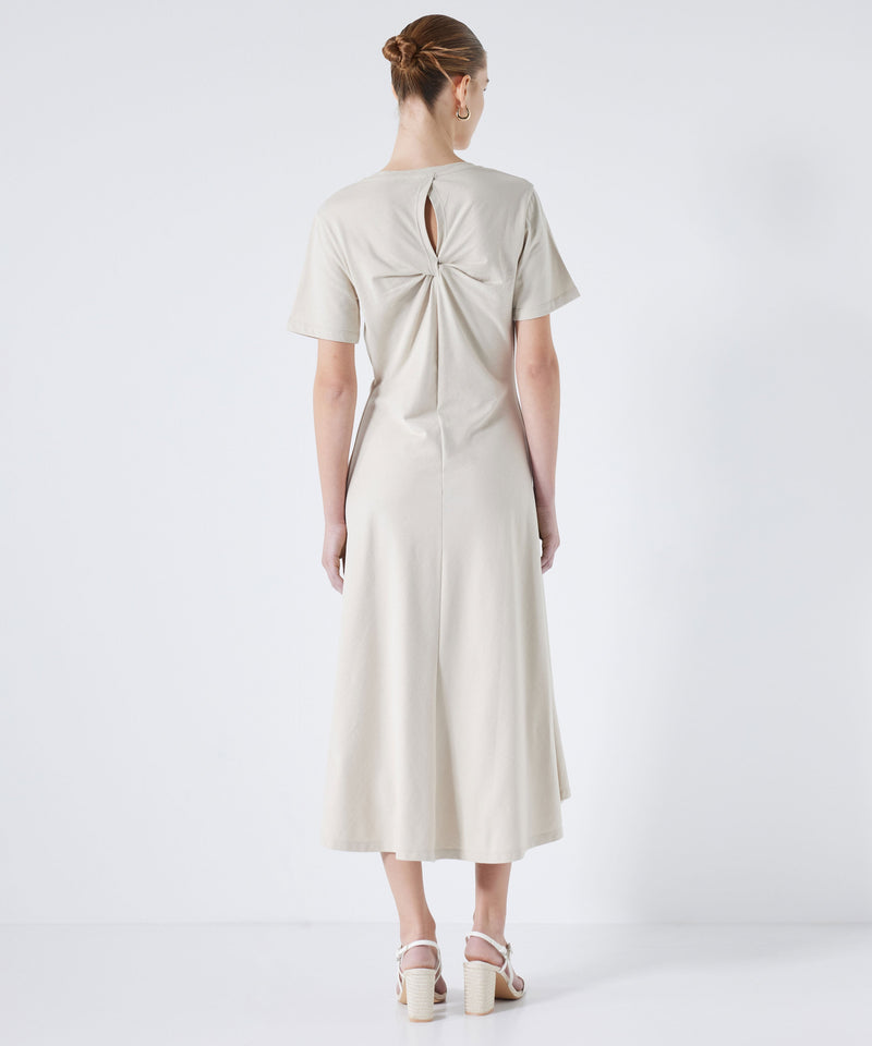 Ipekyol Combed Cotton Dress With Diagonal Stitching Stone