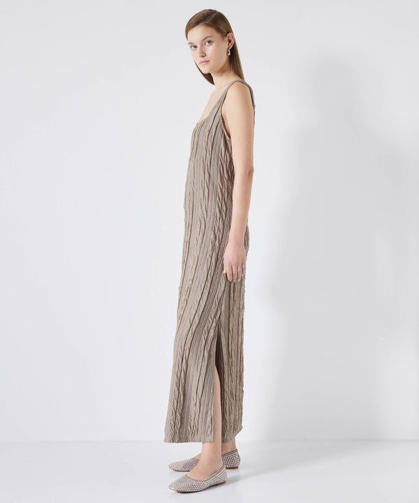 Ipekyol Textured Square Neck Dress Light Brown