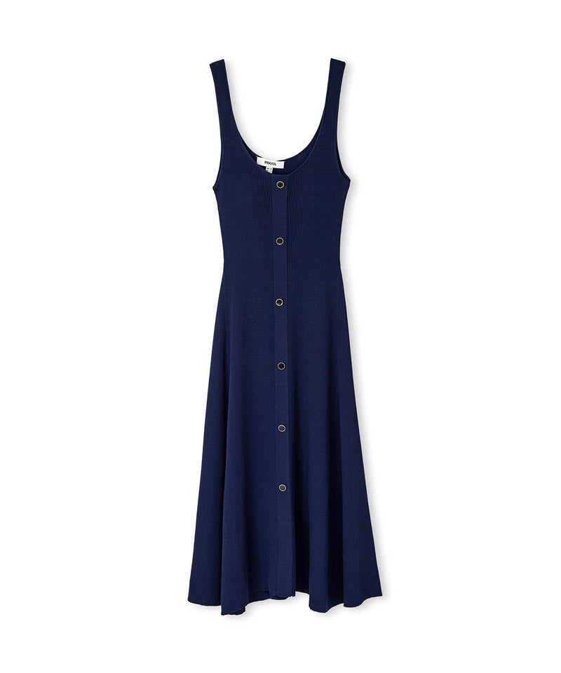 Ipekyol Midi Dress With Button Accessories Navy Blue