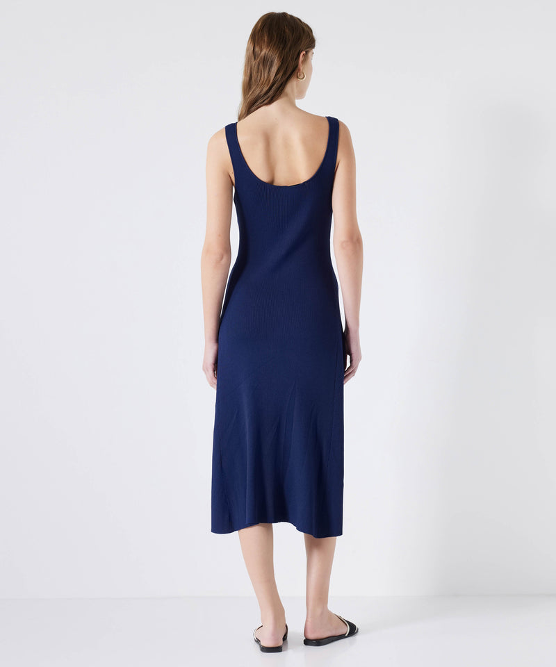 Ipekyol Midi Dress With Button Accessories Navy Blue